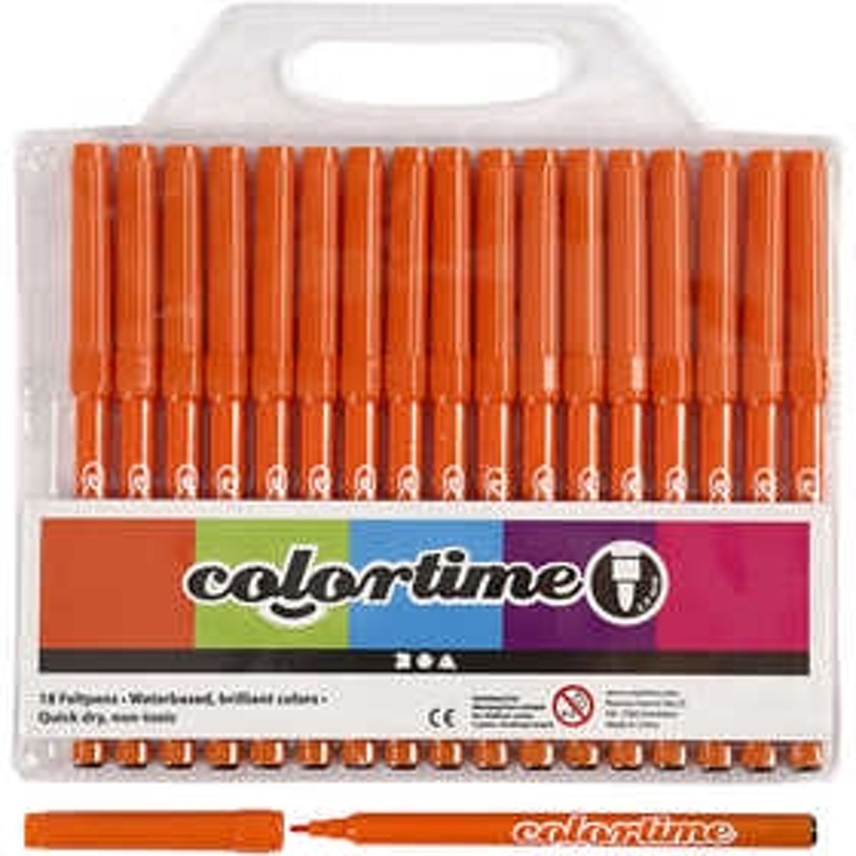 Colortime stift, lijndikte: 2 mm, oranje, 18stuks [HOB-373538]